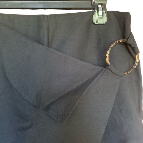 Zara Skort Women L Black Asymmetrical Mini Faux Skirt Wrap Embellished Goth - Picture 3 of 9